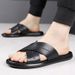 Summer 2025 Men's New Fashionable And Trendy Leather One-piece Anti Slip Sandals_vogvips.com