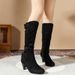 Autumn Winter New Over-the-Knee Mid Suede High Heels Size 40-43 Belt Buckle Mid-Calf Boots_vogvips.com