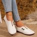 Women's Slip-On Soft Leather Loafers, Elastic Strap With Metal Buttons, Casual Flat Shoes For All Seasons_vogvips.com