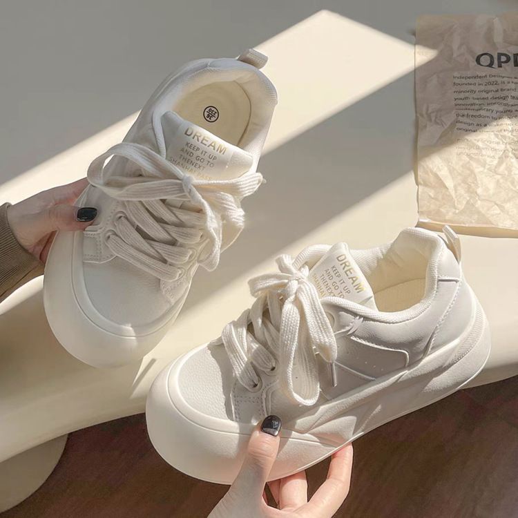 Milk White Platform White Shoes Women's Big Head Niche Bread Shoes Korean Version Board Shoes_vogvips.com