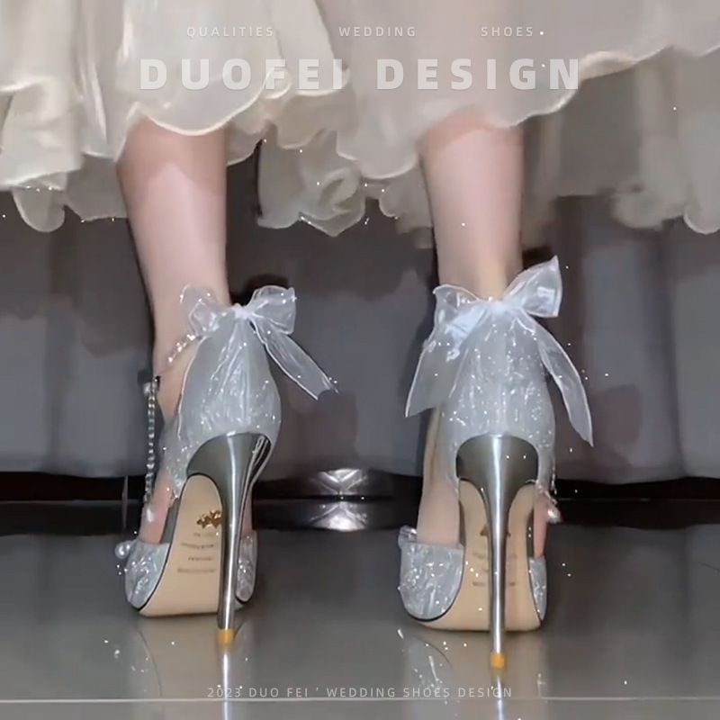 Women S Shoes Adult Dress Two Wear Bridesmaid Hollow Crystal Wedding Shoes_vogvips.com