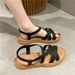 2025 Summer New Fashion Cross Elastic Strap Flat Soft Bottom Women's Sandals_vogvips.com
