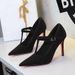 Women's Shoes Pointed Toe High Heels, Sexy Stiletto Heels, Versatile Red Sole, Suede, T Strap, Low Cut, Elegant Single Shoes For Women._vogvips.com