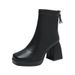 Women's Martin Autumn Winter New Korean Style Back Zipper High Short Ankle Square Toe Chunky Heel Riding Boots_vogvips.com