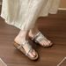 2025 New Women's Summer Sandals, Casual Retro Toe-Loop Flat Heel Fashion Roman Sandals For Outdoor Wear_vogvips.com