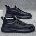 2024 Winter New Men's Casual Leather Lined Sneakers Korean Style Trendy Sports Thick Sole Non-Slip Warm Cotton Shoes_vogvips.com