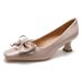 Red High Heels For Women, Stiletto, Elegant Socialite, Spring And Autumn 2025, Bowknot, French Square Toe, Mid Heel_vogvips.com