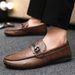 Spring And Summer Loafers, Plaid Casual Men's Leather Shoes, Versatile Shoes For Young Men, Large Sizes_vogvips.com