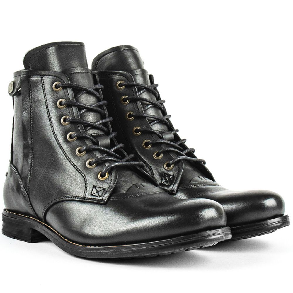 Men’s Shoes Knight Series Polished Two Tone Side Zipper Plus Size Knight Boots Mens Leather Boots_vogvips.com
