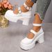 Lucyever White Y2K High Heels Pumps Women 2024 Spring Chunky Platform Mary Jane Woman Plus Size Thick Heel Gothic Shoes_vogvips.com