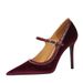 1198-7 Style Banquet Thin Ultra High Heels, Shallow Mouth, Pointed Tip, Thickened Suede, Straight Line, Women's Single_vogvips.com