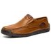 New Fashion Men Casual Shoes Handmade Leather Loafers Comfortable Men's Shoes Quality Split Leather Flat Driving Shoes Size 48_vogvips.com