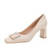 Mary Jane Metal Buckle Elegant Square Toe Chunky Heel High Heels Shallow Mouth Fashion Versatile Single Small_vogvips.com