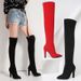 New Pointed Toe Chunky Heel Slimming Over-the-Knee Stretch Suede Plus Size Leg-Wrapping Outdoor Women's High Boots_vogvips.com
