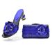 Women's high heels with bow decoration hot diamond slippers snake pattern shoe bag set_vogvips.com