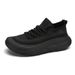 Euro Step Men's Summer Breathable 2025 New Pure Black Sports Running Casual Mesh Deodorant Thick Sole Trendy Shoes_vogvips.com