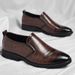 Men's Slip-On Leather Shoes Vintage Business Formal Comfort Dress Shoes_vogvips.com