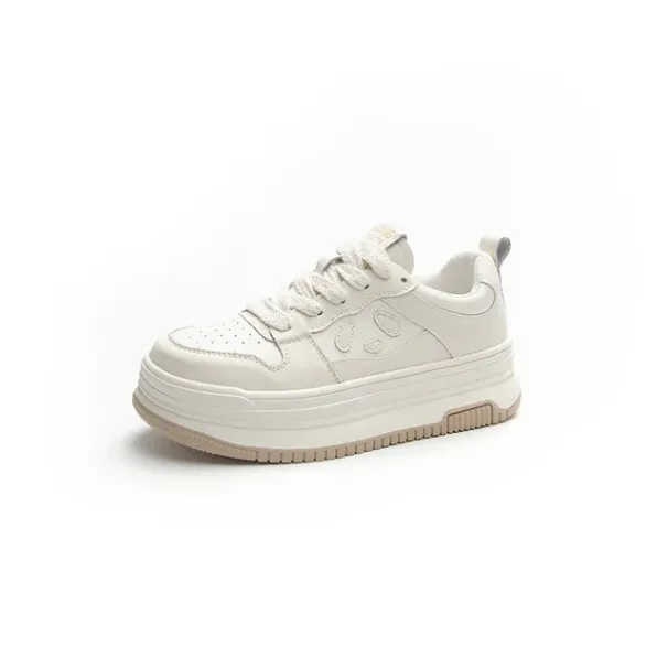 Women Cute Panda Genuine Leather Thick Soled High Rise Fashionable Casual Breathable Versatile Board Shoes_vogvips.com