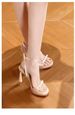 Soft Leather Version! Elegant Bow-tie Strap High-heeled Shoes For Women, Gentle Satin Finish, Thin Heel, Round Toe,_vogvips.com