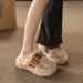 Closed-Toe Furry For Women, Autumn And Winter Outdoor Wear, 2025 New Trendy Thick-Soled Platform Home Fuzzy Cotton_vogvips.com