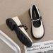 Platform Mary Jane For Women, French Style With Bowknot, Pearl Shallow Mouth, Round Toe, Chunky Heel, Soft Sole, Plus_vogvips.com