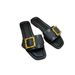 Women's Buckle Sandals Simple Outerwear One Strap Solid Color Summer Shoes Hardware Outerwear_vogvips.com