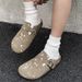Spring Cork Mules For Men Women With Graffiti Design Wearing Beach Shoes Cow Genuine Leather Unisex Slippers Sandals_vogvips.com