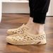 Cave Men's New Summer Outerwear Hollow Out Anti Slip Thick Beach Shoes Wear-resistant Soft Sole Toe Sandals_vogvips.com