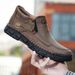 Men's Martin Boots Outdoor Large Size Zipper Men's Short Boots Casual Hand Sewn Tooling Boots_vogvips.com