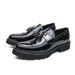 Men's Business Casual Pointed Toe Brogue Leather Loafers - Slip-On Breathable Rubber Sole Dress Shoes For Young Professionals_vogvips.com