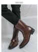 Square-toed British-style Thick-soled Martin For Men, Lace-up Motorcycle Work Boo, Mid-length Trendy Chelsea Short_vogvips.com