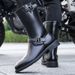 Martin Boots Leather Boots For Men, Extra Large Men's Boots, Side Zipper Motorcycle Long Boots, High-Top Boots, Size 48_vogvips.com