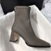 High Women Thick Heel Elastic Short 2025 New Autumn French Square Toe Single Fashionable Elegant Ankle Boots_vogvips.com