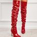 2020 Autumn New Elastic Over-the-Knee Pointed Toe Patent Leather Tube Black Zipper Stiletto High Heel Women's Boots_vogvips.com