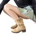Lambskin Version ~ 8cm Hidden Wedge Heel Merard Martin Ankle Boots Women's Retro Chunky Heel Riding Boots Slip On Western Cowboy Boots_vogvips.com