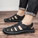 Men's Summer Closed-Toe Genuine Leather Sandals For Outdoor Driving, Soft Sole, Non-Slip, Water-Resistant, Hollow Out,_vogvips.com