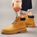 European Warm Series Outdoor Martin Thick-Soled Leather 2025 Autumn Winter New Men's With Fleece Yellow Short Big Toe Work Boots Shoes_vogvips.com