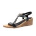 lady Cross-border Plus-size Sandals With Floral Patterns On The Outside, Rhinestone Sandals, Foreign Trade Wedge Heels,_vogvips.com