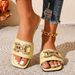 2026 Summer New Large Size Flat Sandals Women, Fashionable Casual Metal Buckle Slippers For Outdoor Wear_vogvips.com