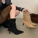 Fashionable 2024 Autumn Winter Thin Strap Pointed Toe Suede Stiletto Over-the-Knee High Heel Long Boots Women's Shoes_vogvips.com