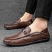 Men's Shoes Genuine Leather Business British Style Casual Soft Soled Leather Shoes Men's Soft Soled Slip On Black Loafers Trendy Shoes_vogvips.com