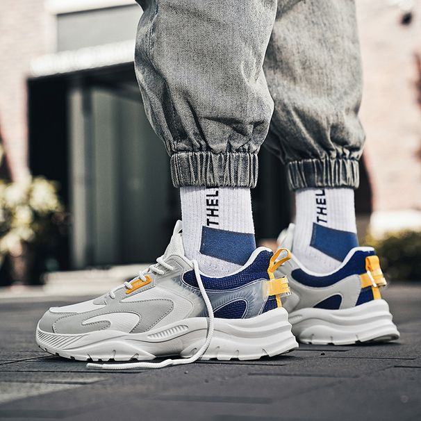 Men's leather leather sneakers Work shoes Casual Daddy shoes_vogvips.com