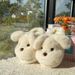 Cute Puppy Women Winter Furry Indoor Couple Home Non-Slip Warm Thick Sole Cotton Slippers For Men_vogvips.com