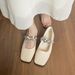 French Rhinestone Silver Square Head Light Mouth Single Shoes Women's Flat Bottom With Skirt Mary Jane Shoes_vogvips.com