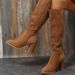 Women's Nude Ankle Boots New Chunky Plus Size High Heel Slimming Suede Women's Pointed Side Zipper Boots_vogvips.com