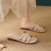 Popular Foreign Trade Women's Summer Slippers, Korean Style, Fashionable Square Toe, Low Heel, Open-toe , Women's Beach Shoes_vogvips.com