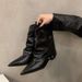 Chunky Heel Pointed Toe Tube Street Style Short Women's Shoes Spring Autumn 2025 New Summer Brown Western Cowboy Boots_vogvips.com
