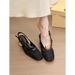 Unique Design Woven Closed-toe Sandals, 2025 Spring New Model, Simple Mesh Chunky High-heeled Shoes For Women, Versatile_vogvips.com
