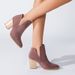 Women's Suede Ankle Boots - Round Toe & Chunky Heel (Fall/Winter Collection)_vogvips.com
