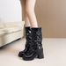 Women's Shoes Two Way Reversible Mid Calf High Heeled Combat Boots, Detachable Chunky Heel, Platform Sole, Slouch Boots, Western Cowboy Boots._vogvips.com